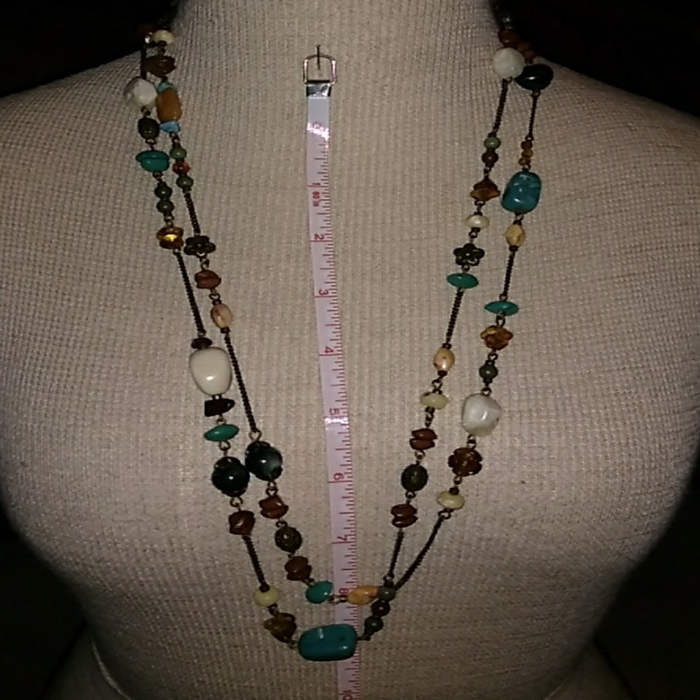 Long 24 inch bead and chain necklace